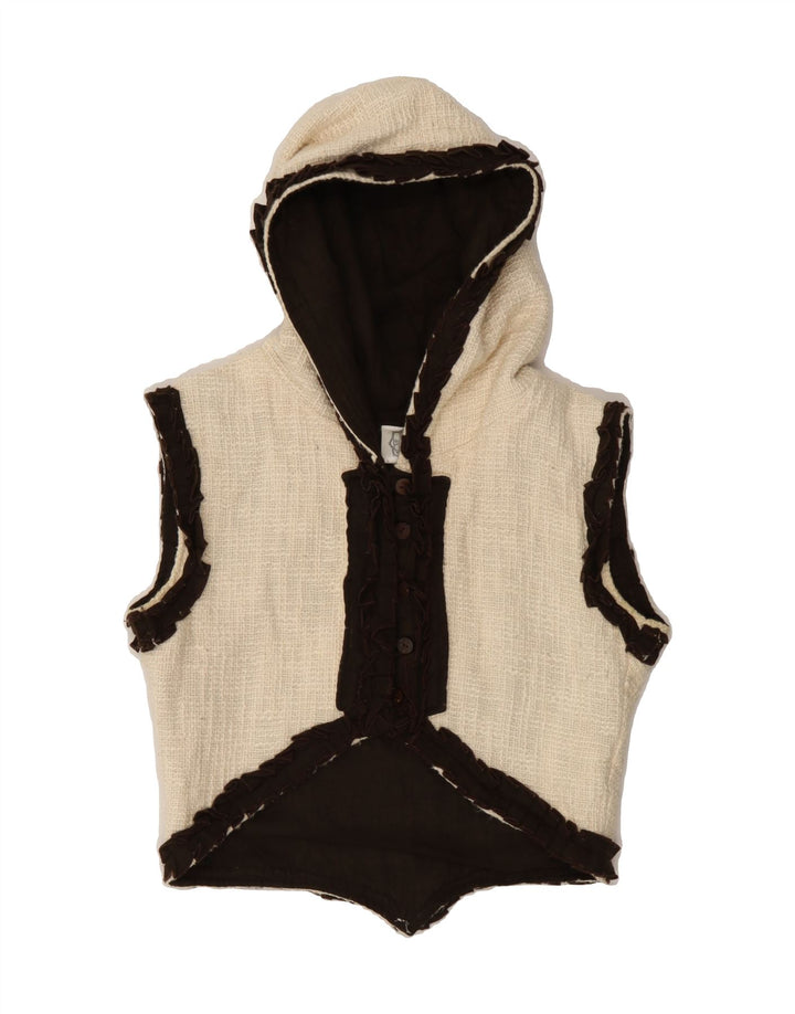 GURU Girls Hooded Gilet 11-12 Years Medium Beige Cotton Vintage Guru and Second-Hand Guru from Messina Hembry 