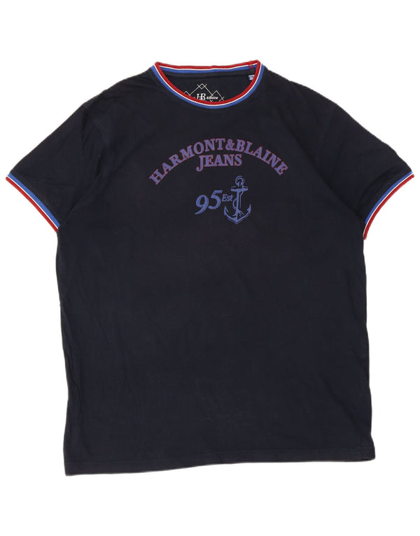 Camiseta gráfica masculina Harmont & Blaine Top 2XL algodão azul marinho
