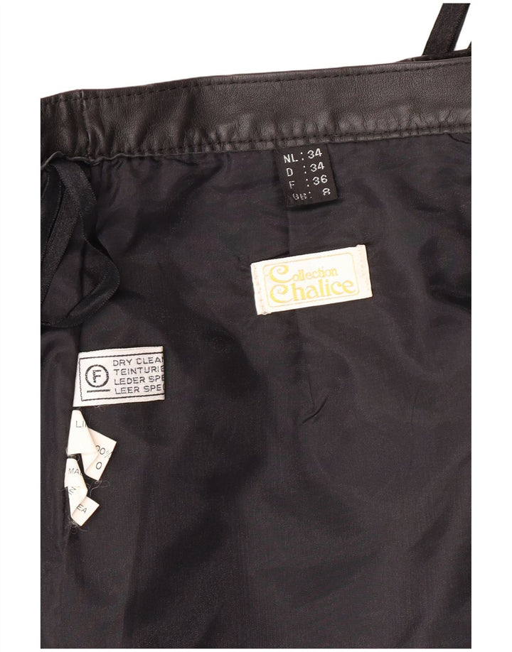 Saia feminina de couro de cintura alta CHALICE Reino Unido 8 pequena W24 couro preto