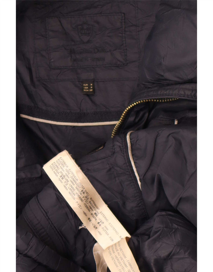 Casaco acolchoado com capuz feminino Massimo Dutti Reino Unido 10 pequeno preto nylon