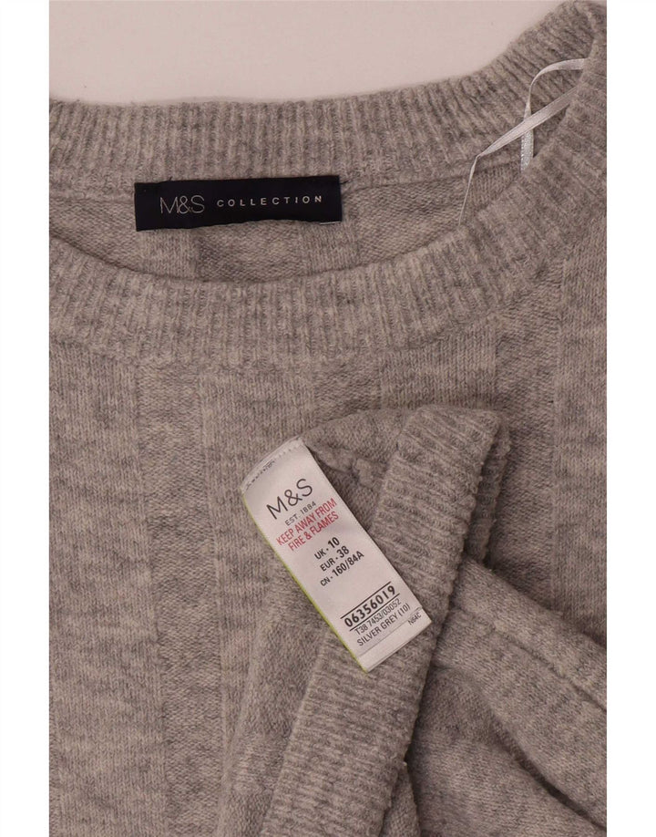 Suéter feminino Marks & Spencer grande com gola canoa Reino Unido 10 pequeno cinza