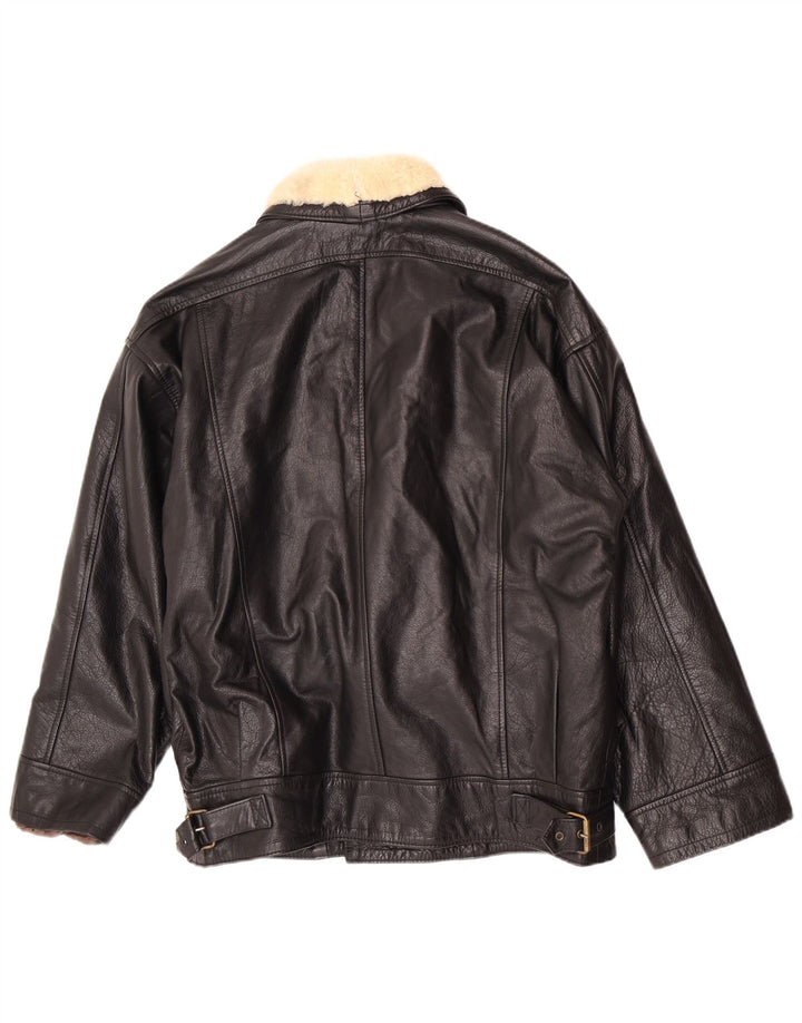Jaqueta de couro masculina vintage IT 50 Medium Black Colourblock