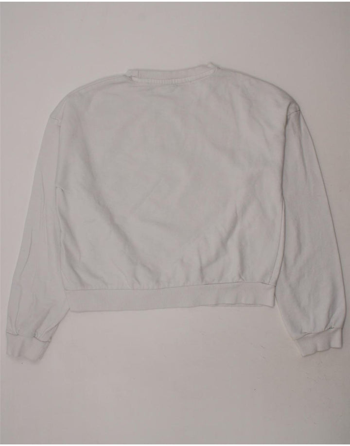 GUESS Girls Crop Graphic Sweatshirt Jumper 13-14 Years White Cotton Vintage Guess and Second-Hand Guess from Messina Hembry 