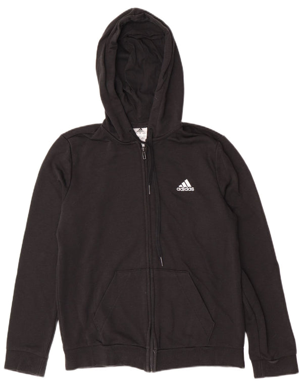 Suéter adidas feminino com capuz e zíper UK 12/14 médio algodão preto