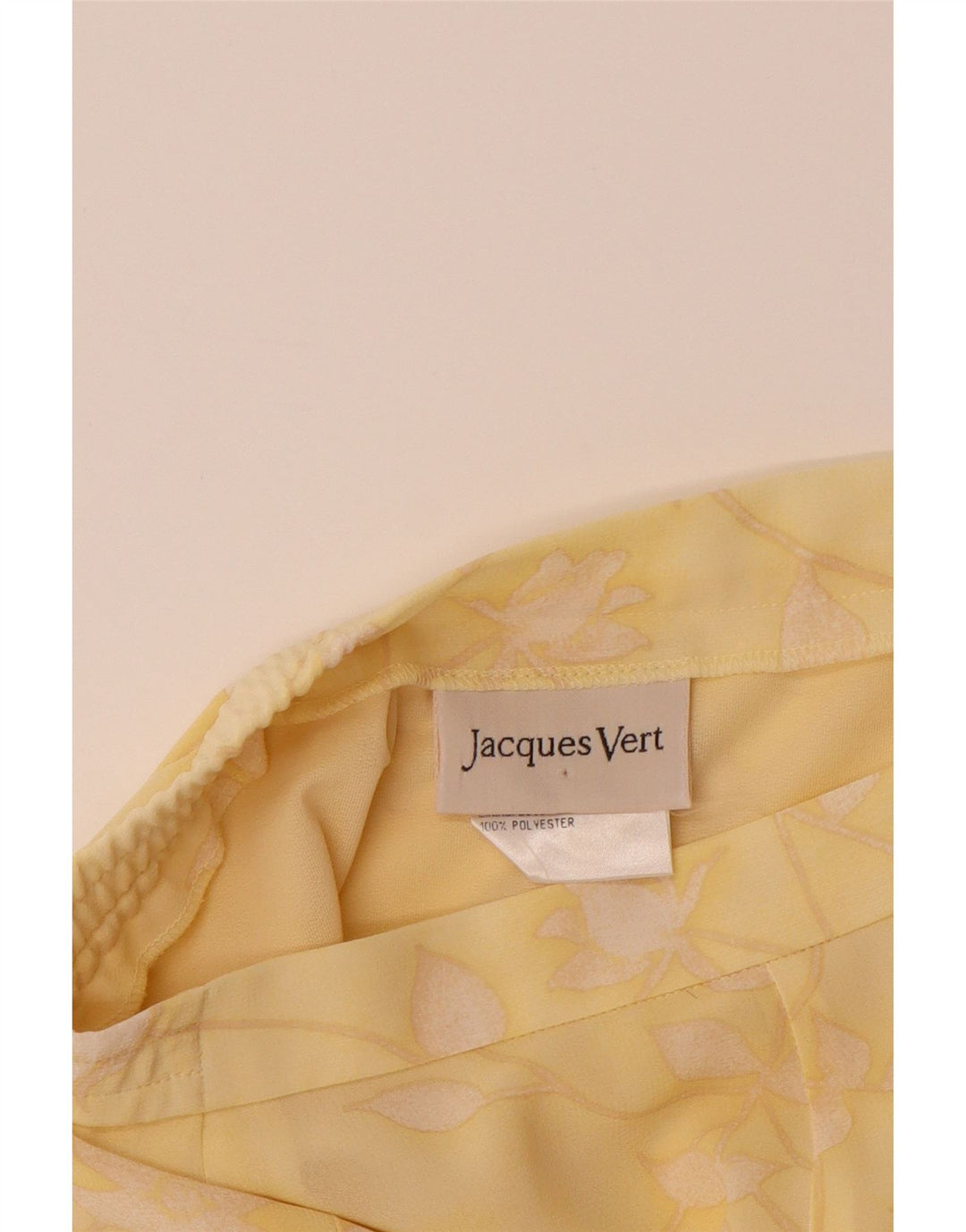 Saia evasê feminina JACQUES VERT Reino Unido 12 médio W30 poliéster floral amarelo