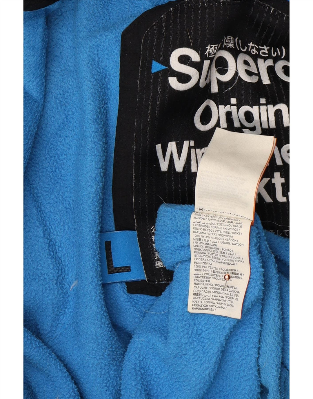 Jaqueta corta-vento masculina SUPERDRY com capuz e capuz UK 40 grande preta