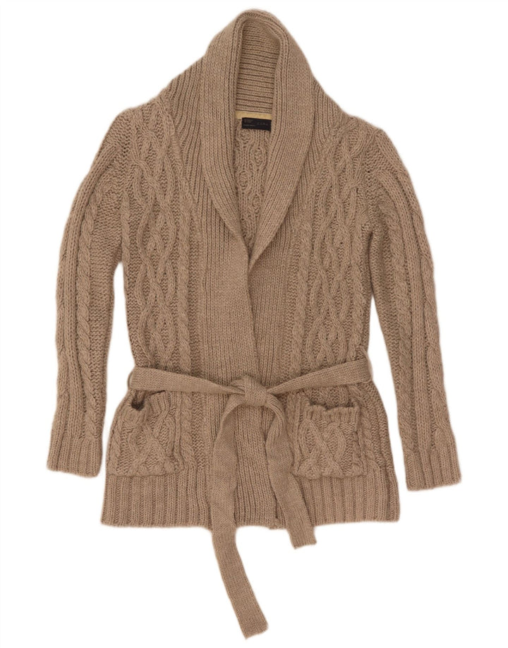 Suéter cardigã feminino Zara UK 10 pequeno cinza acrílico
