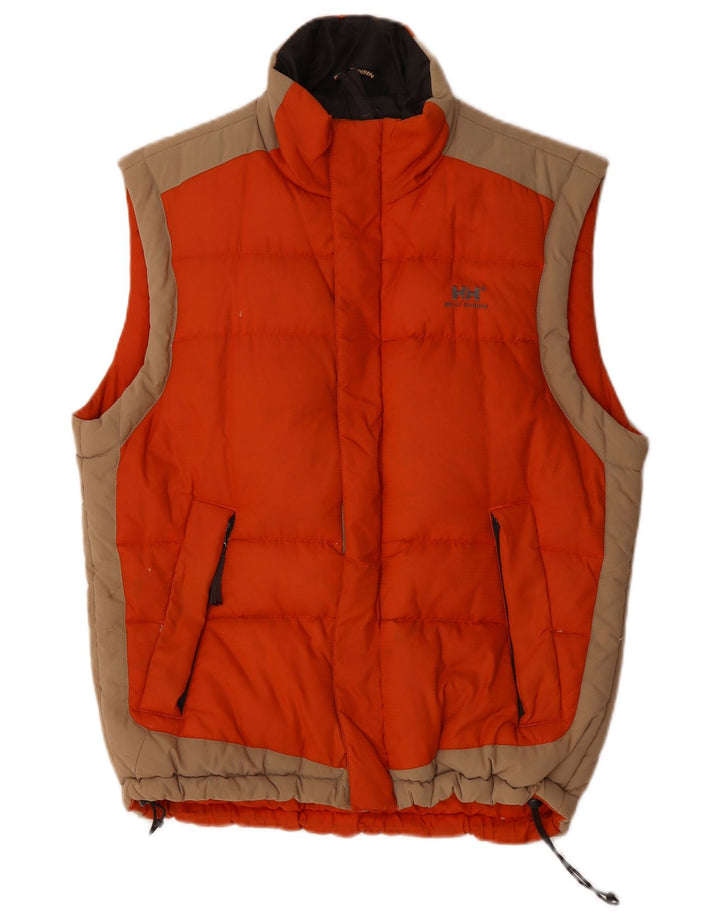 HELLY HANSEN Colete masculino acolchoado UK 38 médio laranja colorblock nylon