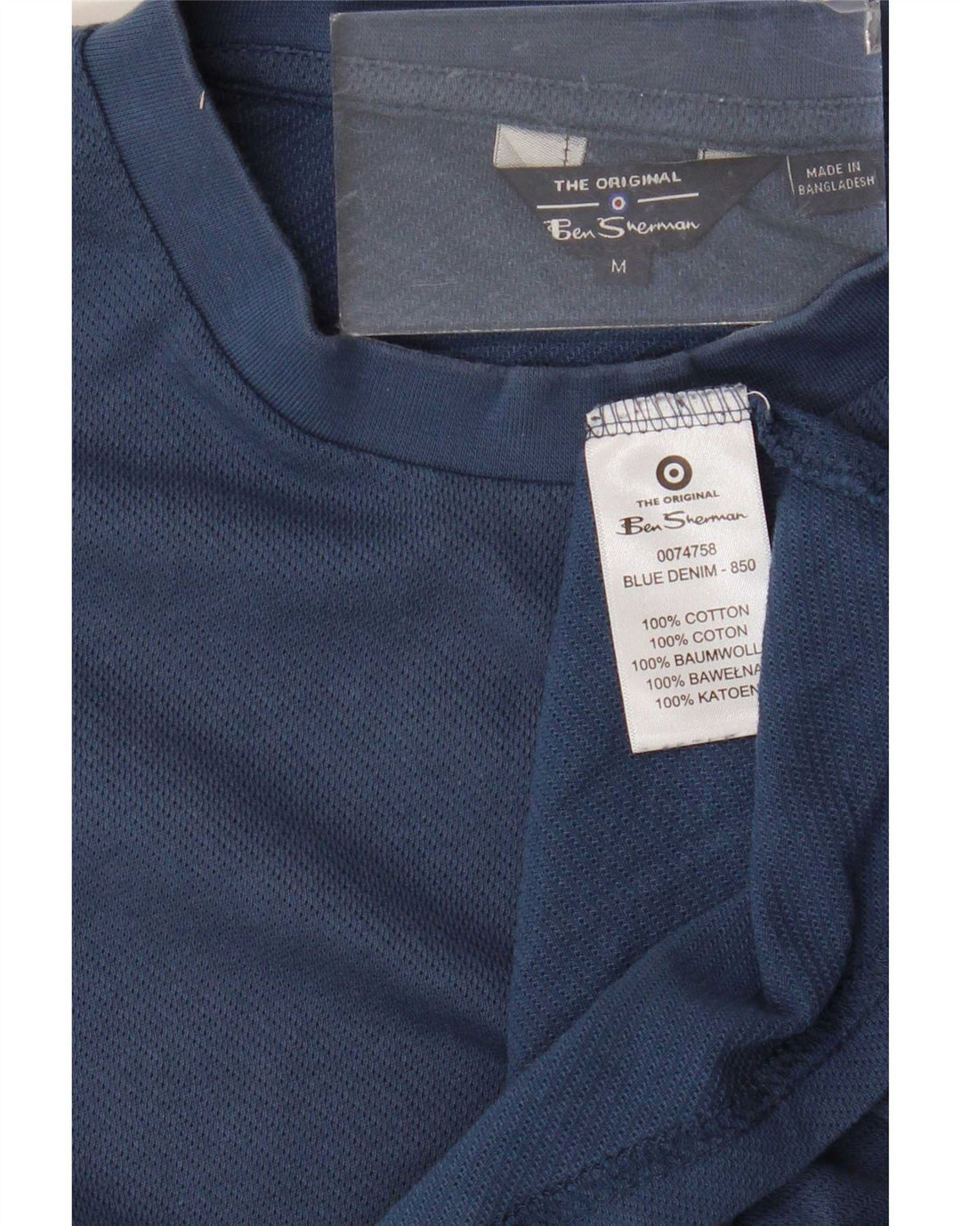 Camiseta masculina Ben Sherman Top médio algodão azul marinho