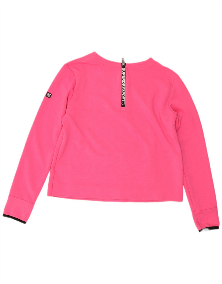 Jumper de moletom feminino SUPERDRY UK 14 grande poliéster rosa