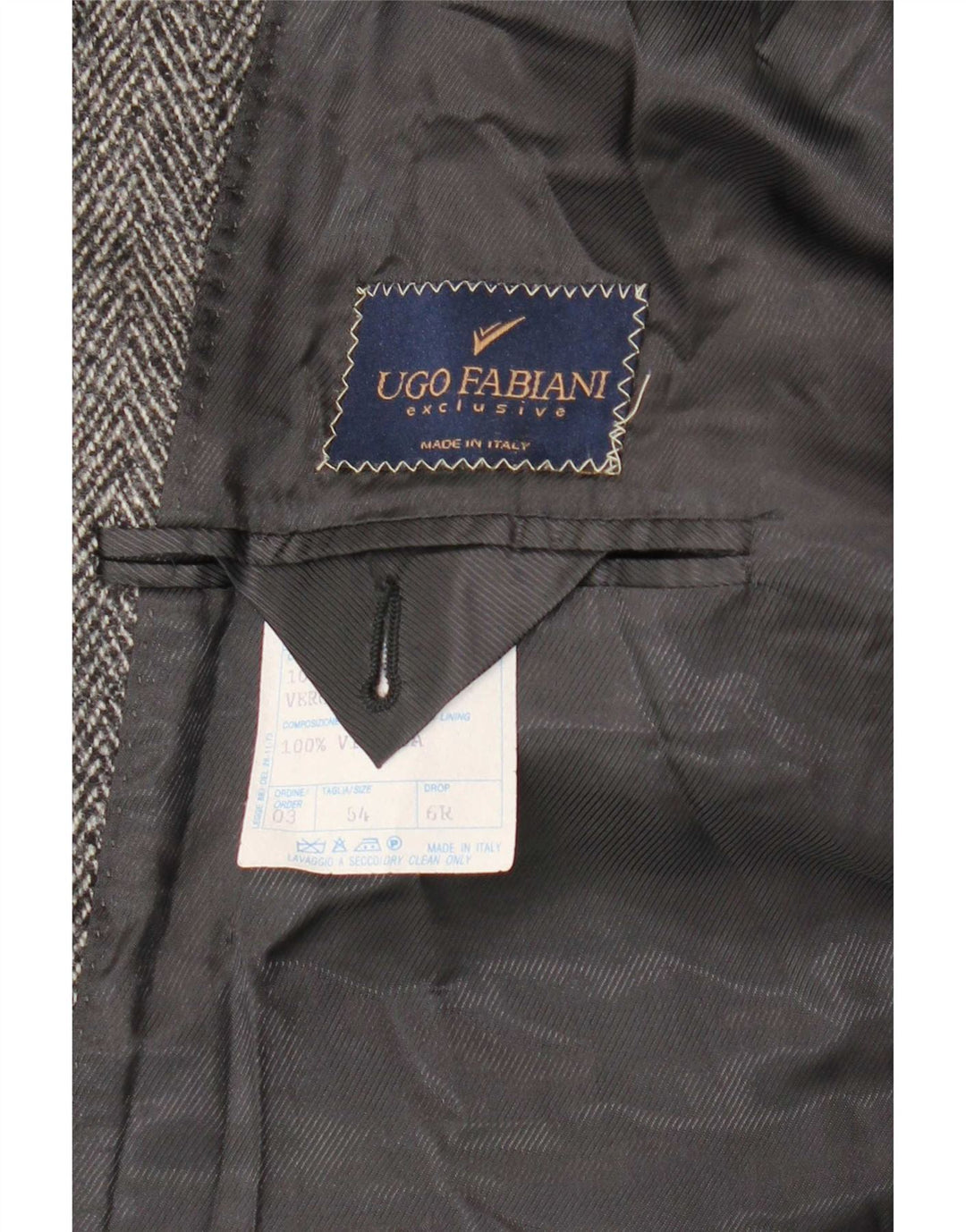 Sobretudo masculino vintage IT 54 2XL lã virgem espinha de peixe cinza