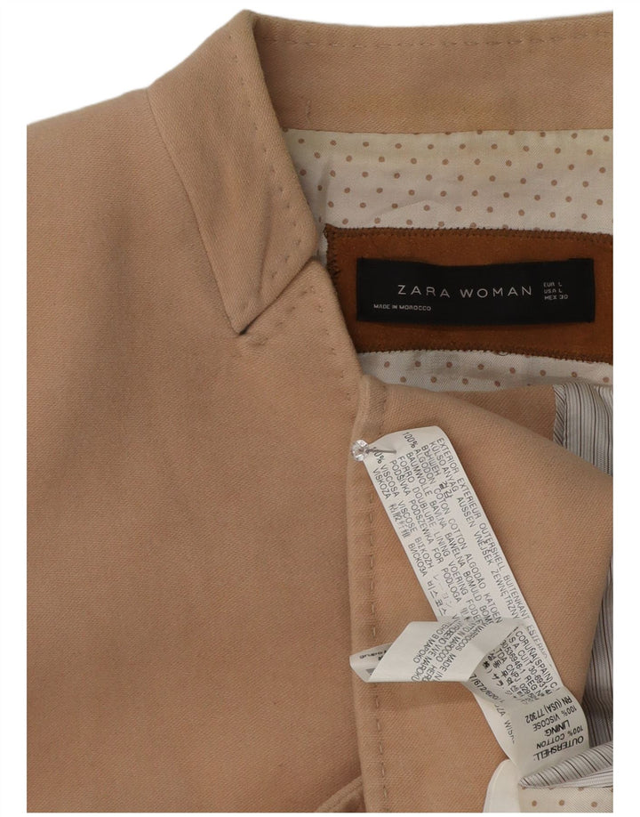 Jaqueta blazer feminina Zara com 1 botão Reino Unido 14 grande algodão bege