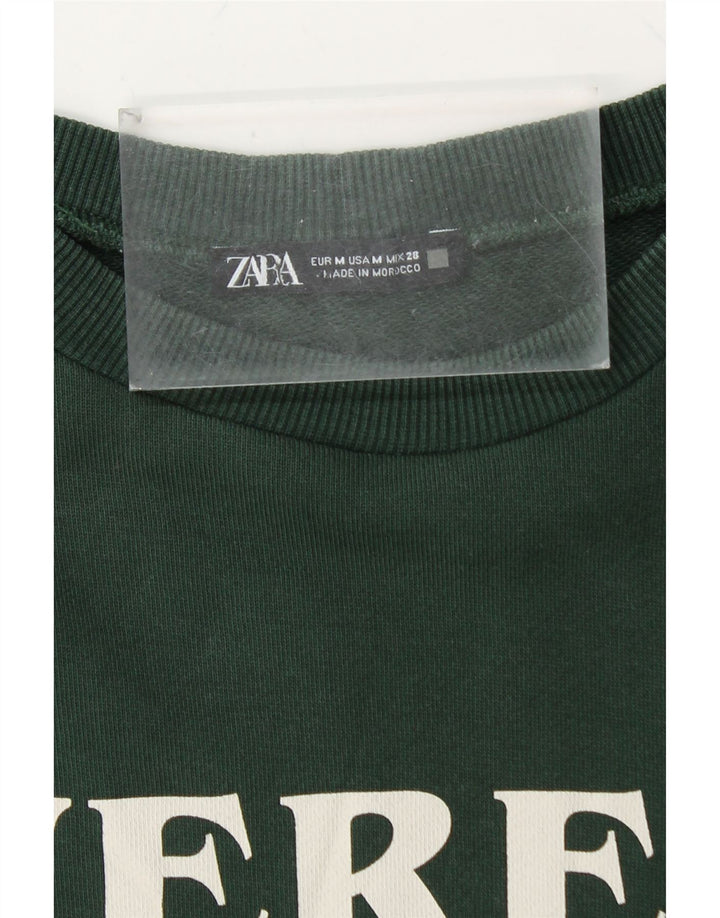Suéter gráfico feminino ZARA UK 14 verde médio