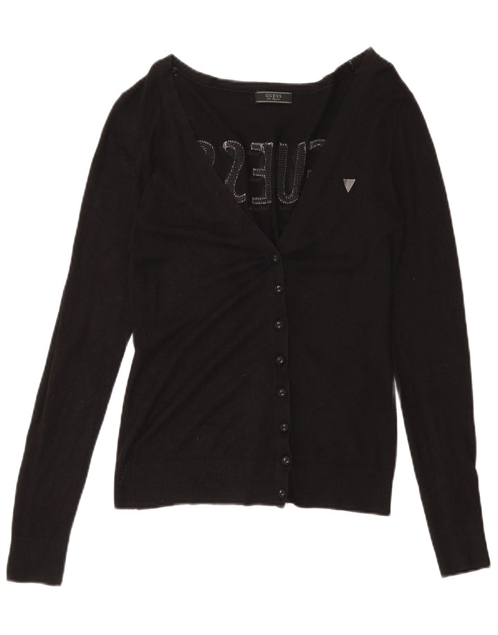 Suéter cardigã feminino Guess com estampa UK 8 pequeno preto viscose