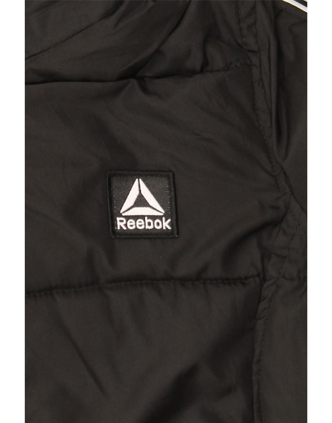 Jaqueta feminina Reebok Graphic com capuz acolchoada UK 10 pequena preta