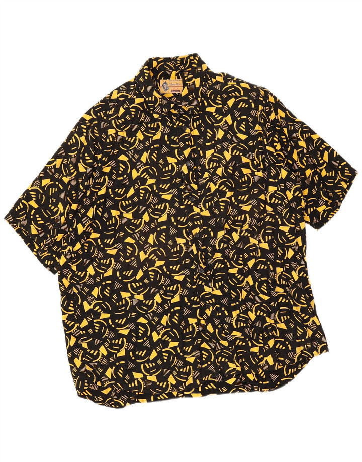 Camisa masculina de manga curta Dino Erre grande preta geométrica