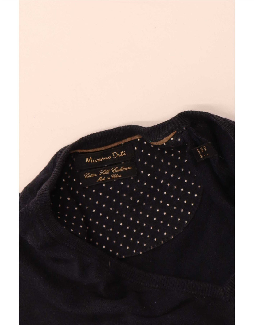 Suéter masculino Massimo Dutti com decote em V grande algodão azul marinho