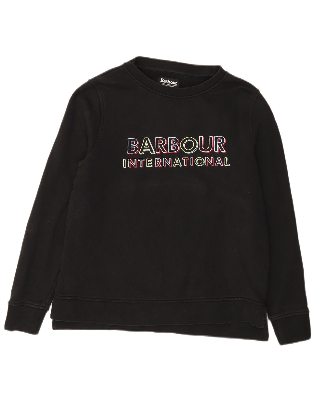 Suéter gráfico feminino Barbour UK 12 algodão preto médio
