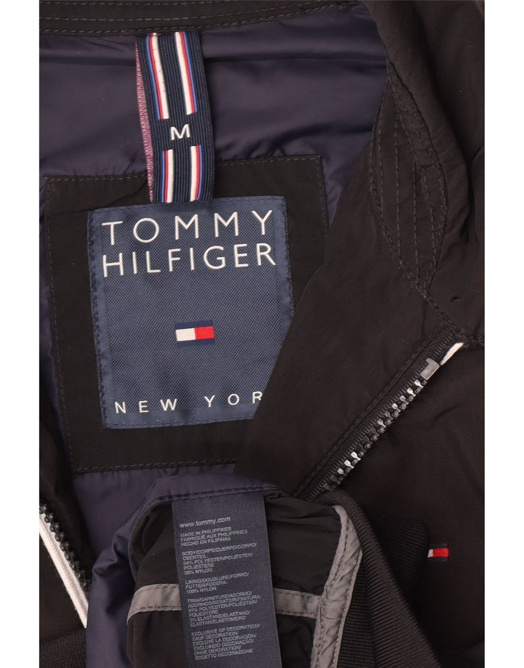 Jaqueta bomber masculina Tommy Hilfiger Reino Unido 38 poliéster preto médio