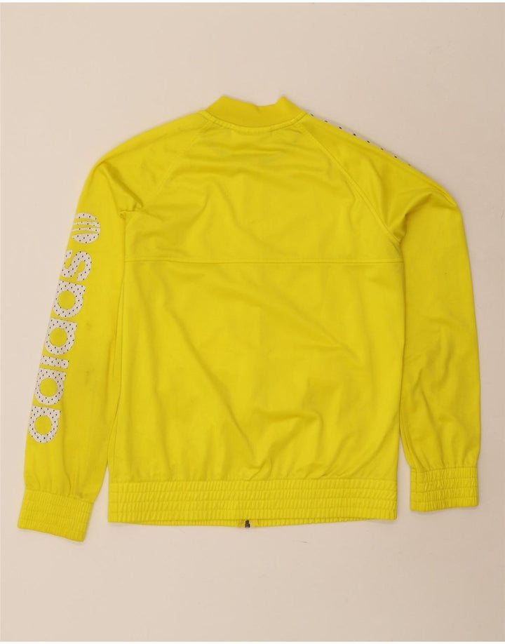ADIDAS Womens Tracksuit Top Jacket UK 16 Grande Poliéster Amarelo