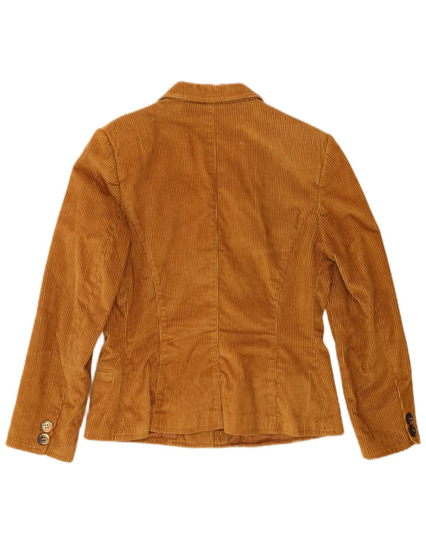 Jaqueta blazer feminina vintage de veludo cotelê com 3 botões Reino Unido 12 marrom médio
