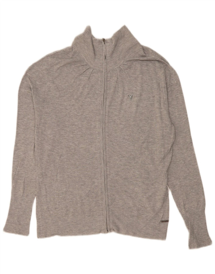 Suéter cardigã feminino Guess UK 12 viscose cinza médio