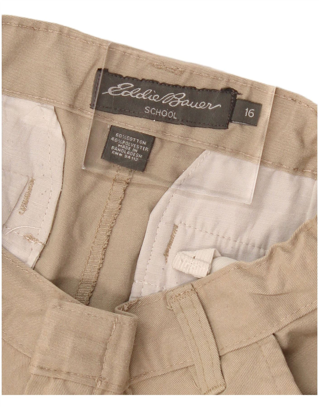EDDIE BAUER Meninos Chino Shorts 15-16 Anos W26 Algodão Bege