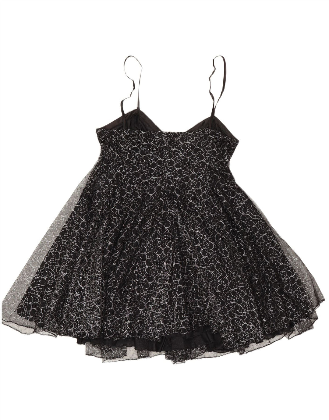 Vestido tutu feminino vintage UK 8 pequeno poliéster floral preto