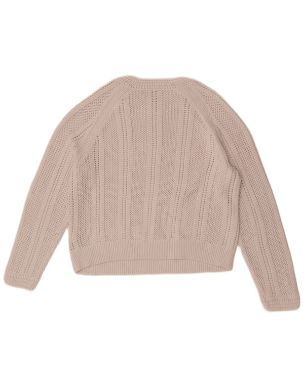 Marks & Spencer Womens Crop Crew Neck Jumper Sweater UK 14 Medium Off White
