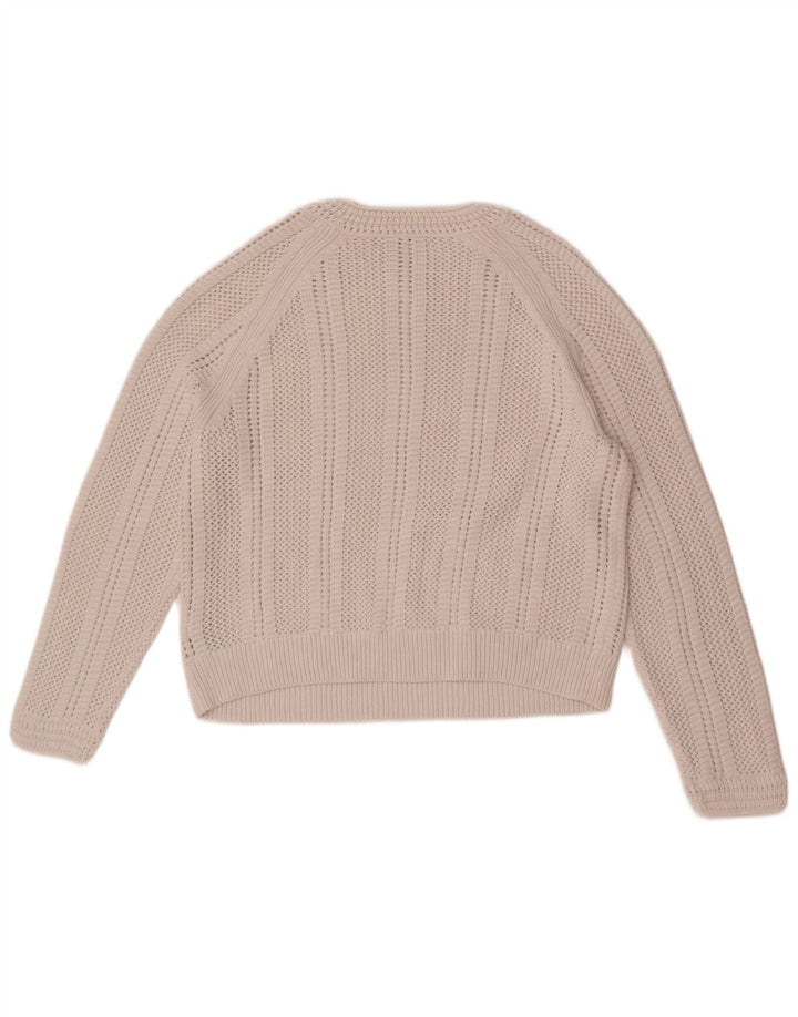 Suéter feminino Marks & Spencer com gola redonda e gola redonda UK 14 médio off white