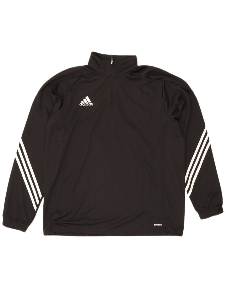 Adidas Mens Climalite Zip Neck Pullover Treino Top XL Preto Poliéster