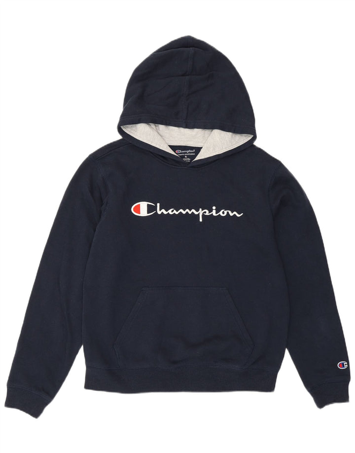 CHAMPION Suéter feminino com capuz gráfico UK 18 XL azul marinho algodão