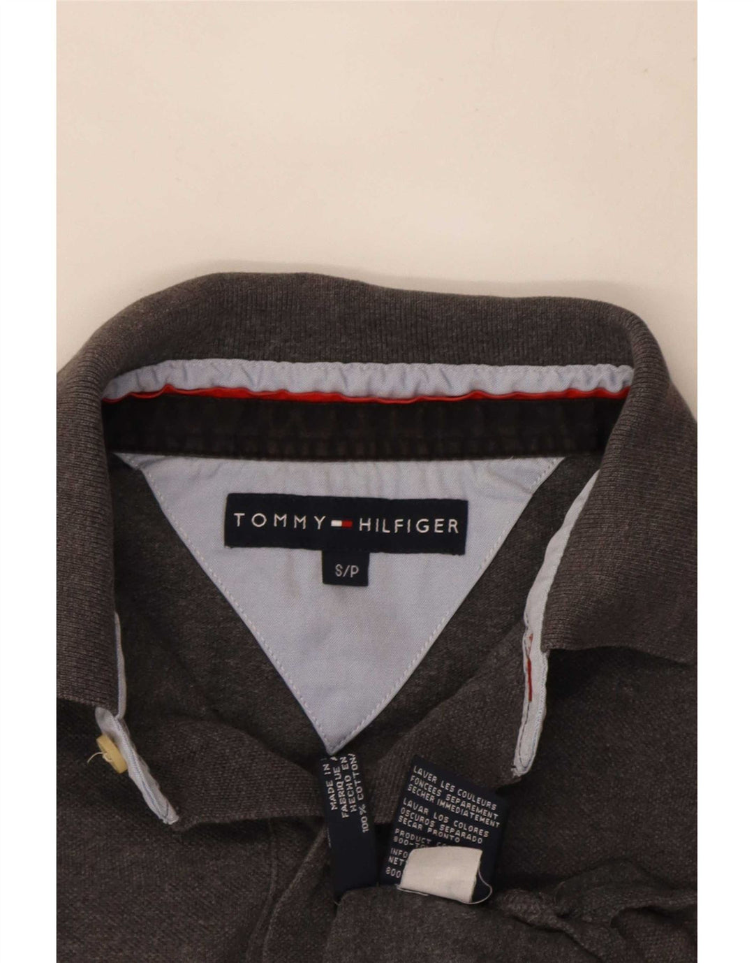 Camisa polo masculina Tommy Hilfiger pequena algodão cinza