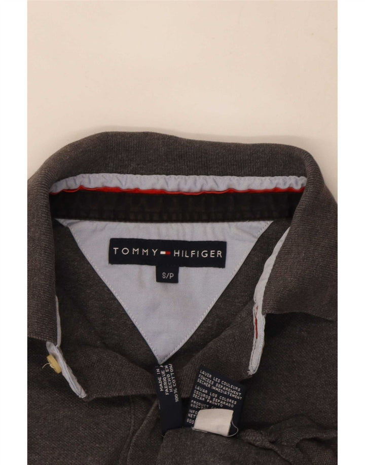 Camisa polo masculina Tommy Hilfiger pequena algodão cinza