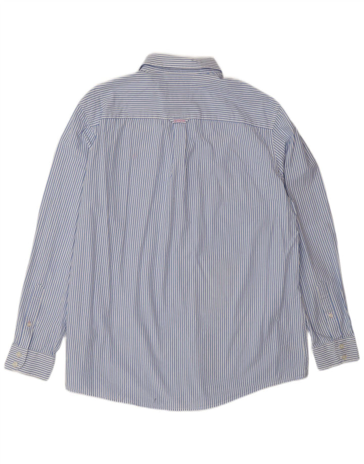 Crew Clothing Camisa masculina clássica de ajuste XL algodão listrado azul