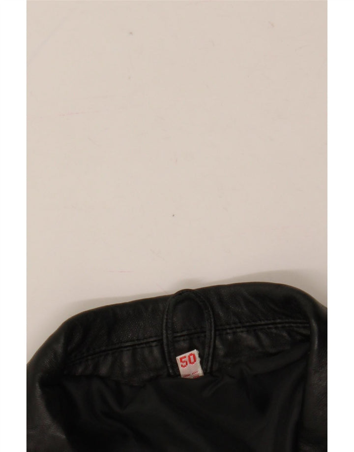 Jaqueta de couro masculina vintage IT 50 grande preta