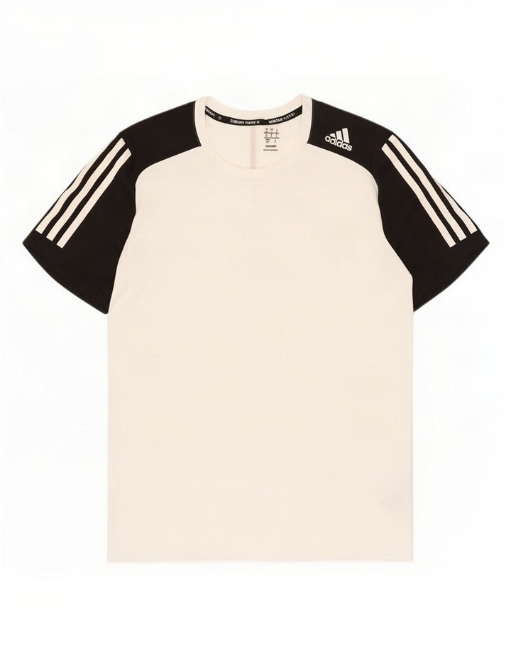 Adidas Mens Climalite Camiseta Top Pequeno Branco Colorblock Poliéster