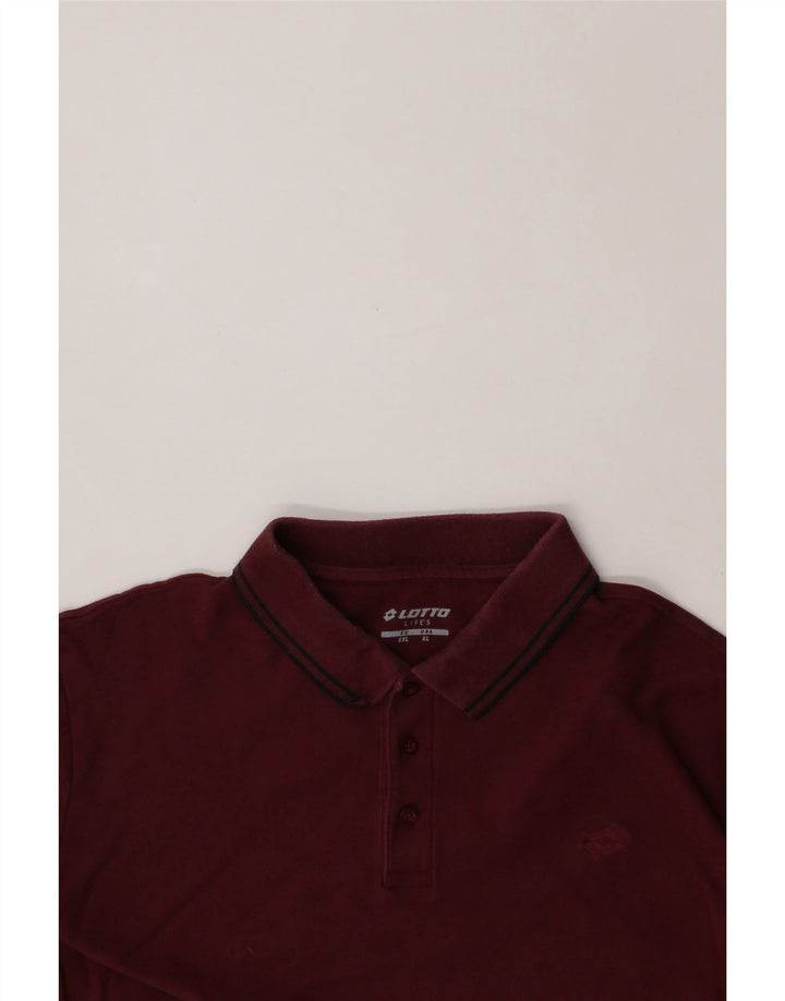 LOTTO Mens Long Sleeve Polo Shirt XL Maroon Cotton Vintage Lotto and Second-Hand Lotto from Messina Hembry 