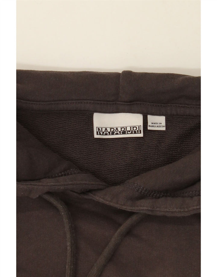 NAPAPIJRI Mens Graphic Hoodie Jumper Small Brown Cotton Vintage Napapijri and Second-Hand Napapijri from Messina Hembry 