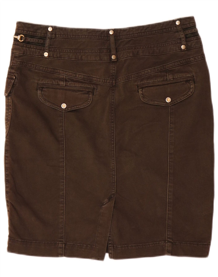 Saia jeans feminina Trussardi IT 42 médio W28 algodão marrom