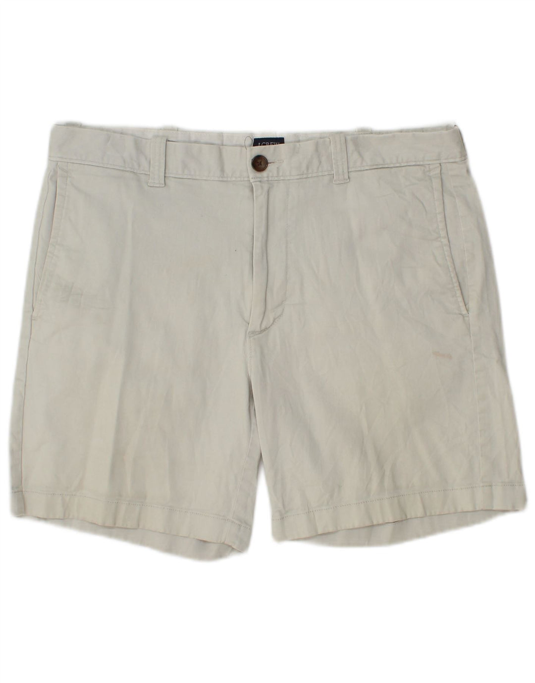 J. CREW Mens Chino Shorts W33 Algodão Cinza Médio