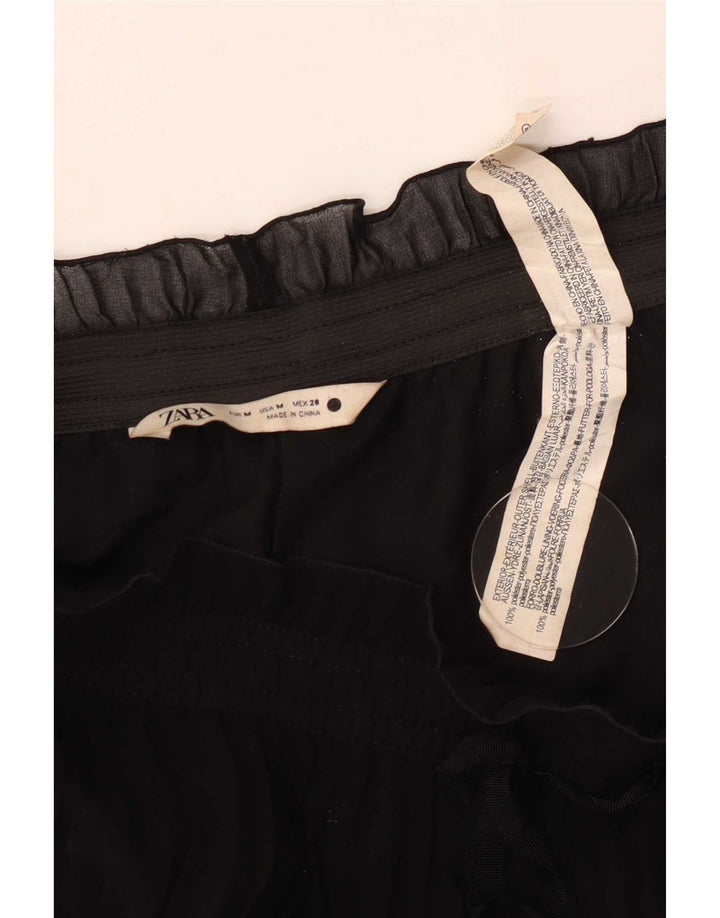 Calça capri feminina Zara Cullotes cintura alta médio W28 L20 preta