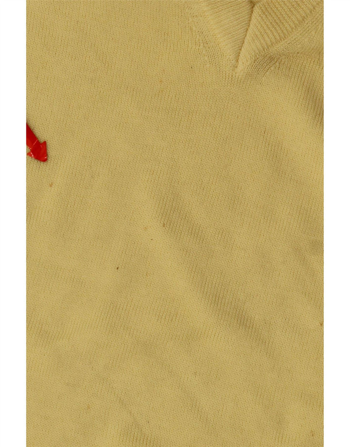 Suéter masculino Erin com decote em V grande lã virgem amarela