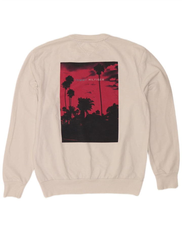 TOMMY HILFIGER moletom gráfico masculino Jumper XL algodão branco