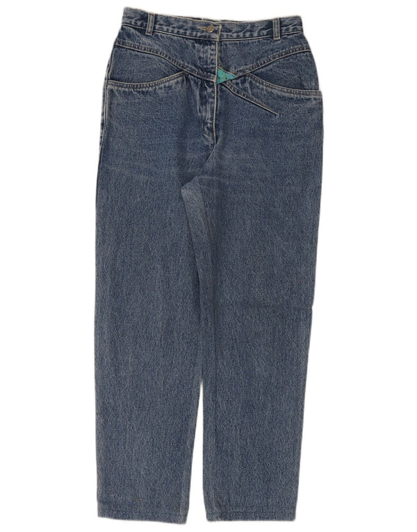 Jeans femininos vintage de cintura alta cônicos W26 L27 azul
