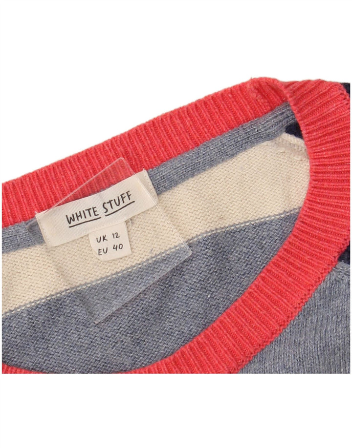 WHITE STUFF Suéter feminino com gola canoa Reino Unido 12 médio multicolorido