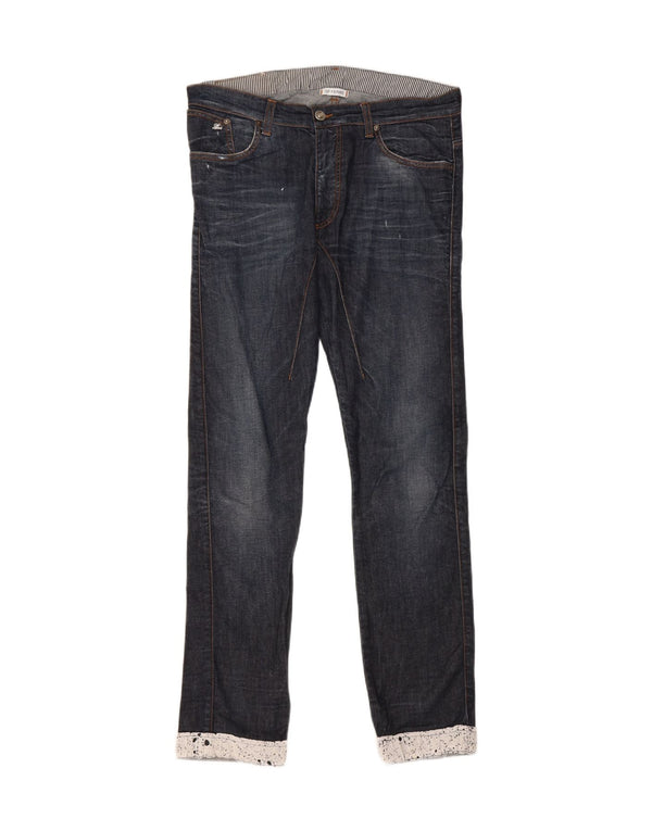 GF Ferre Jeans feminino cintura baixa slim IT 48 XL W34 L31 azul marinho colorblock