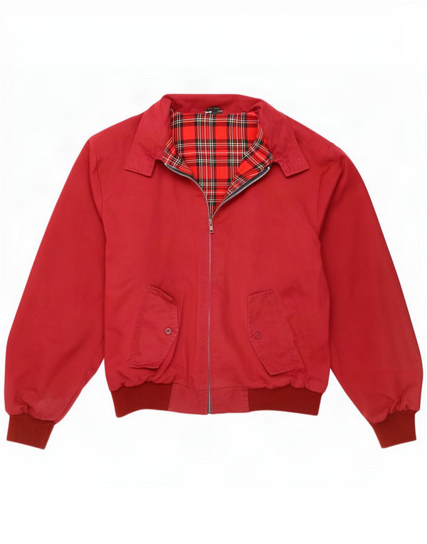 Vintage Mens Bomber Jacket UK 36 Pequeno Poliéster Borgonha