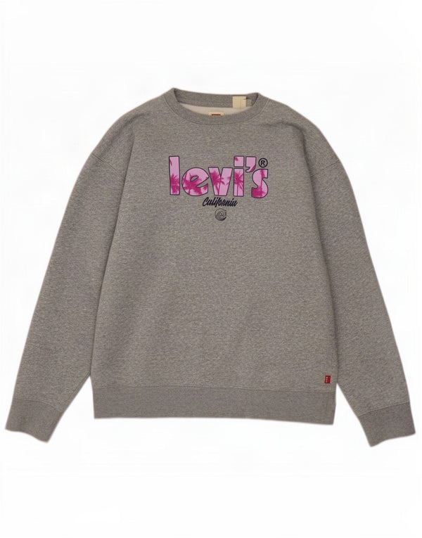 Levi's moletom gráfico masculino jumper pequeno algodão cinza