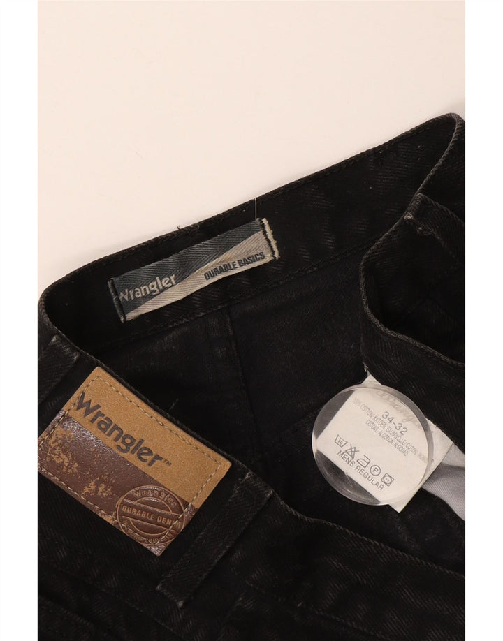 Wrangler masculino regular fit jeans reto W34 L32 algodão preto